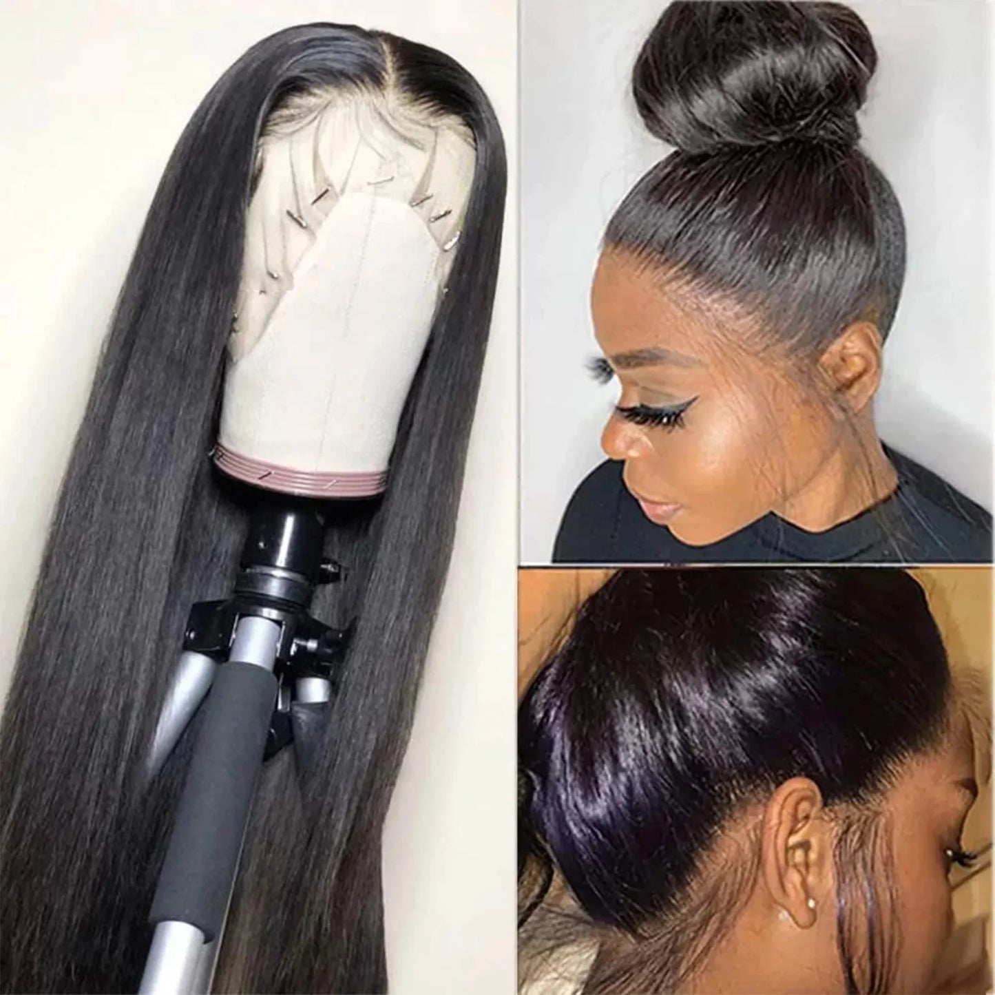 Lace Front Wig Human Hair Pre-Pulled Baby Hair Glue Free Human Hair Wig For Black Women Natural Color (20 Inch) Gift Ideas