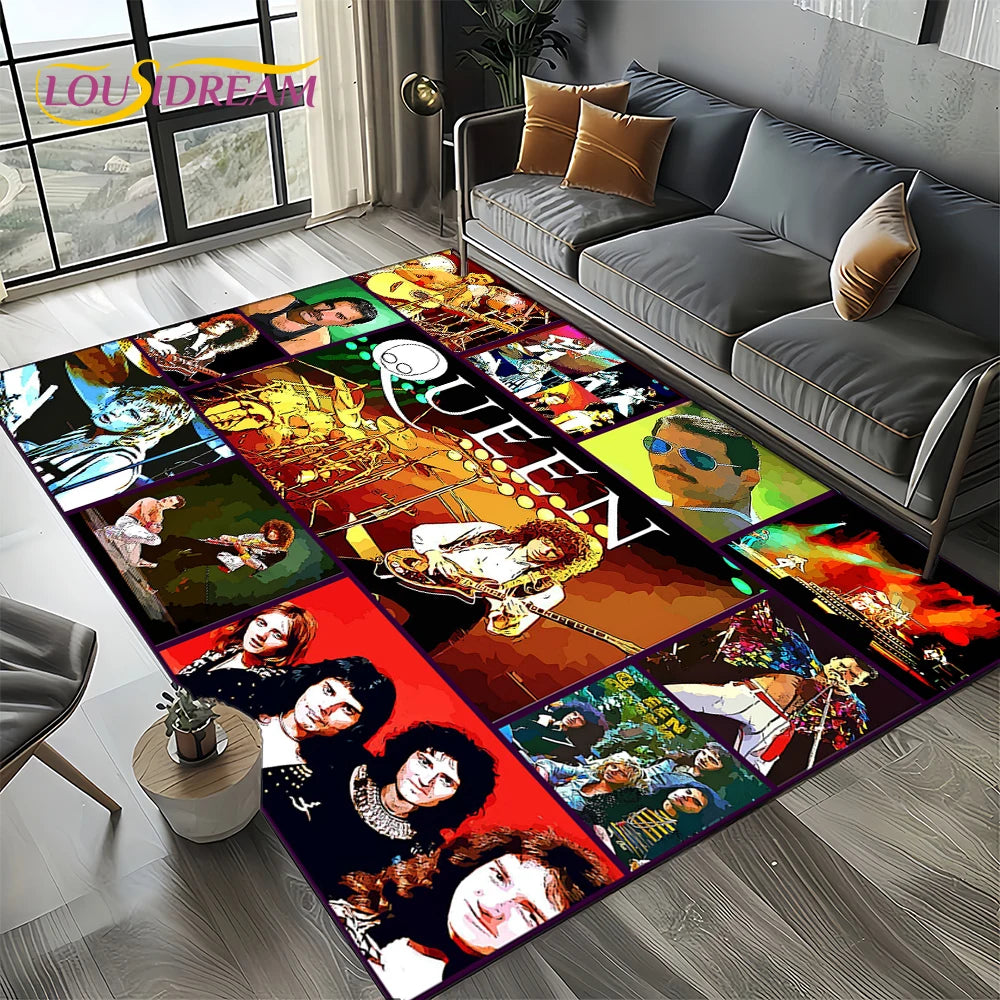 2025 Classics Queen-Rock-Band Freddie Carpet Rug for Living Room Bedroom Home Sofa Decoration,Kid Area Rug Non-slip Floor Mat