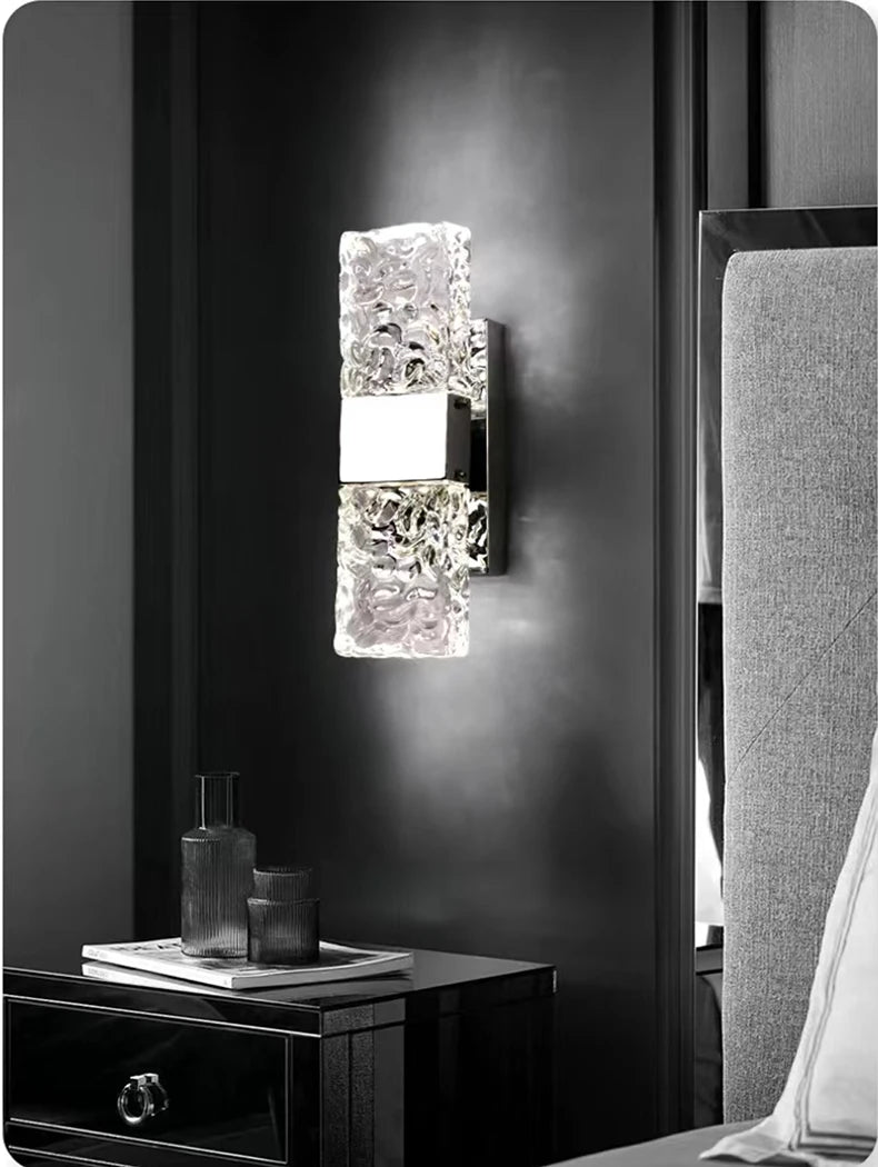 Corrugated Crystal Wall Lamps Modern LED Lighting Indoor Wall Sconces Living Room TV Background Bedroom Aisle Home Decor Lustre