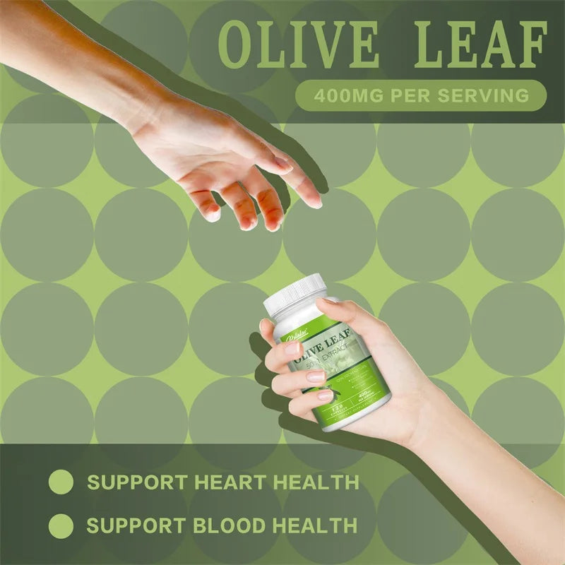 Olive Leaf Extracts Capsules - 40% Oleuropein - Supports Cardiovascular Health, Immune Health, Antioxidant