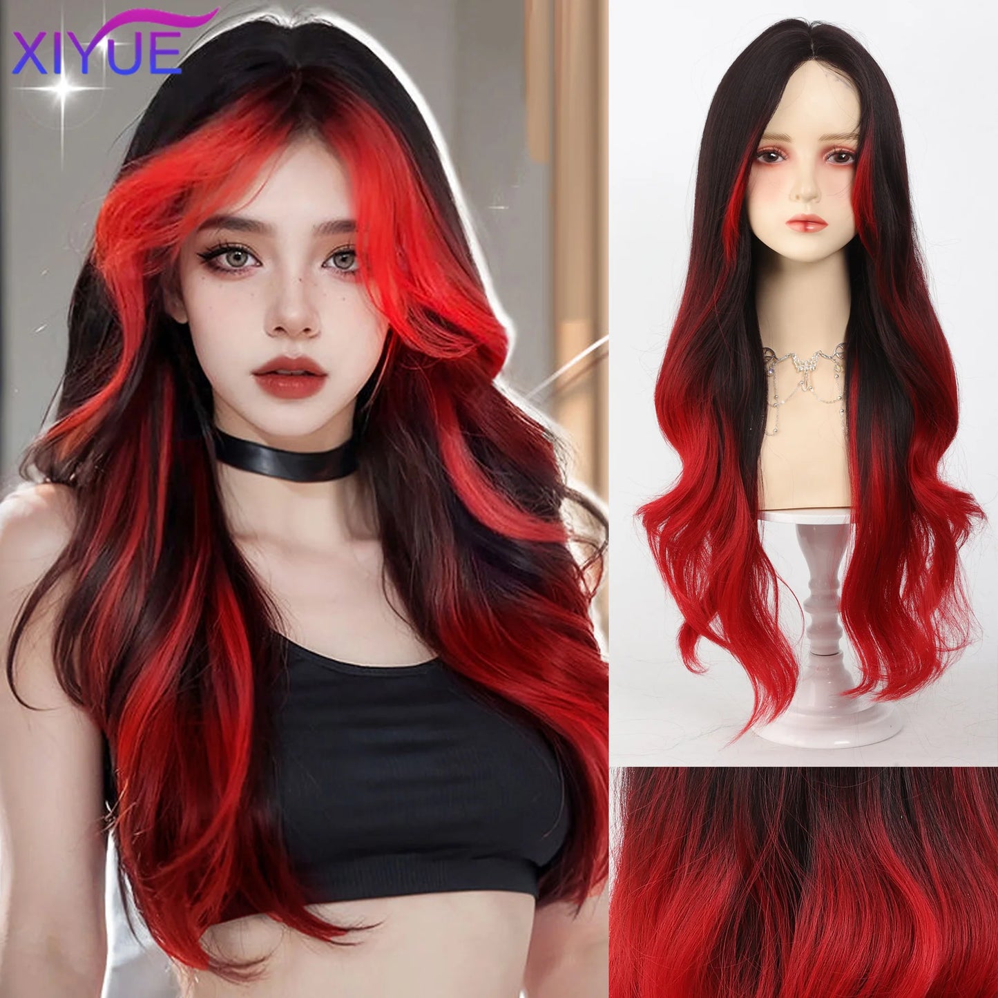 Lace Front Wig Long Straight Synthetic Wigs Light Blue with Ash Highlight Cosplay Wig with Women 、Natural Hair Heat Resistant