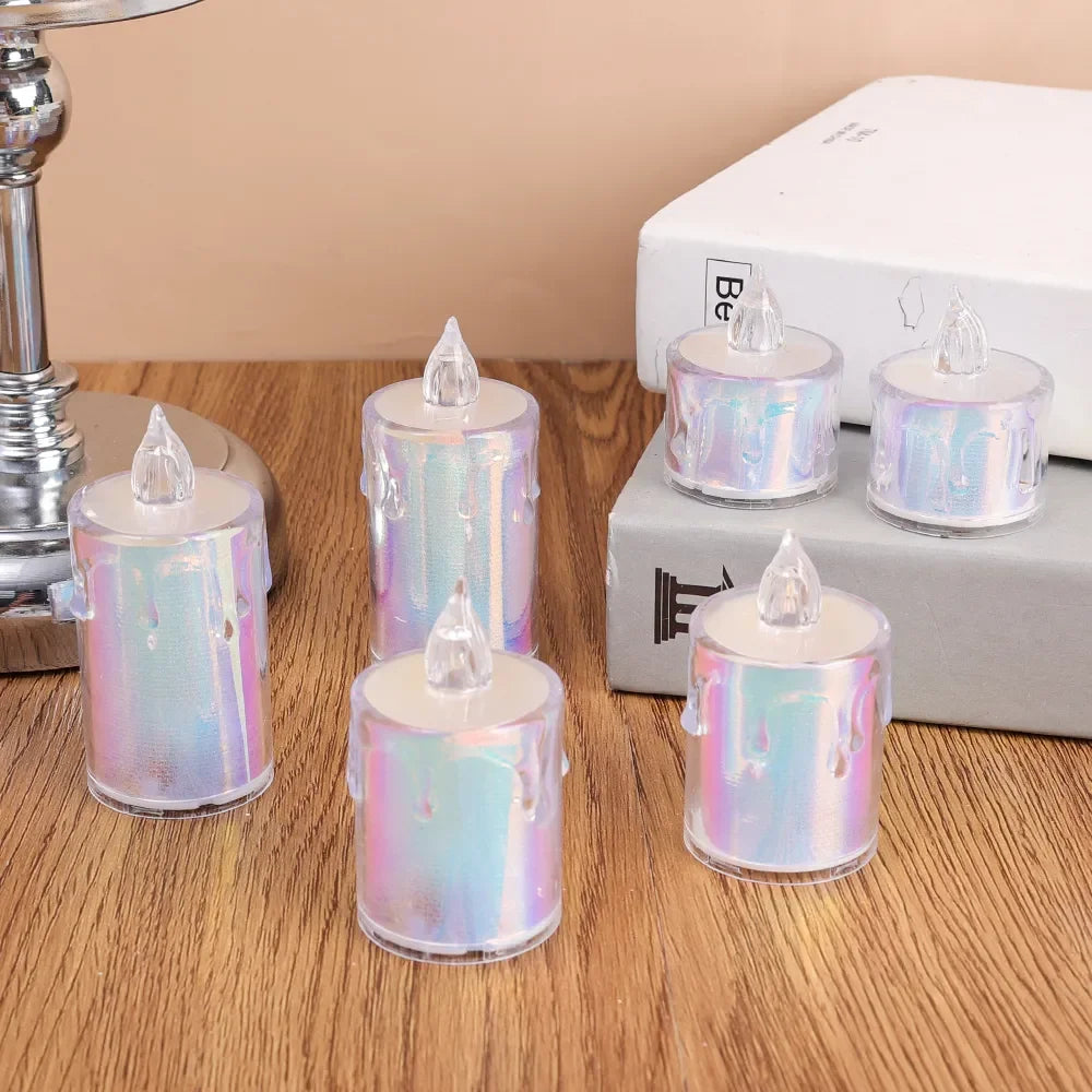 6/1PCS Flameless LED Electronic Candle Dropping Wax Tea Light Realistic Flames Led Lamp Christmas Halloween Wedding Home Decor