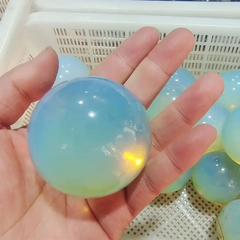 Natural White Opal Crystal Sphere Ball Energy Stone Healing Sphere Decor Meditation Spiritual Healing