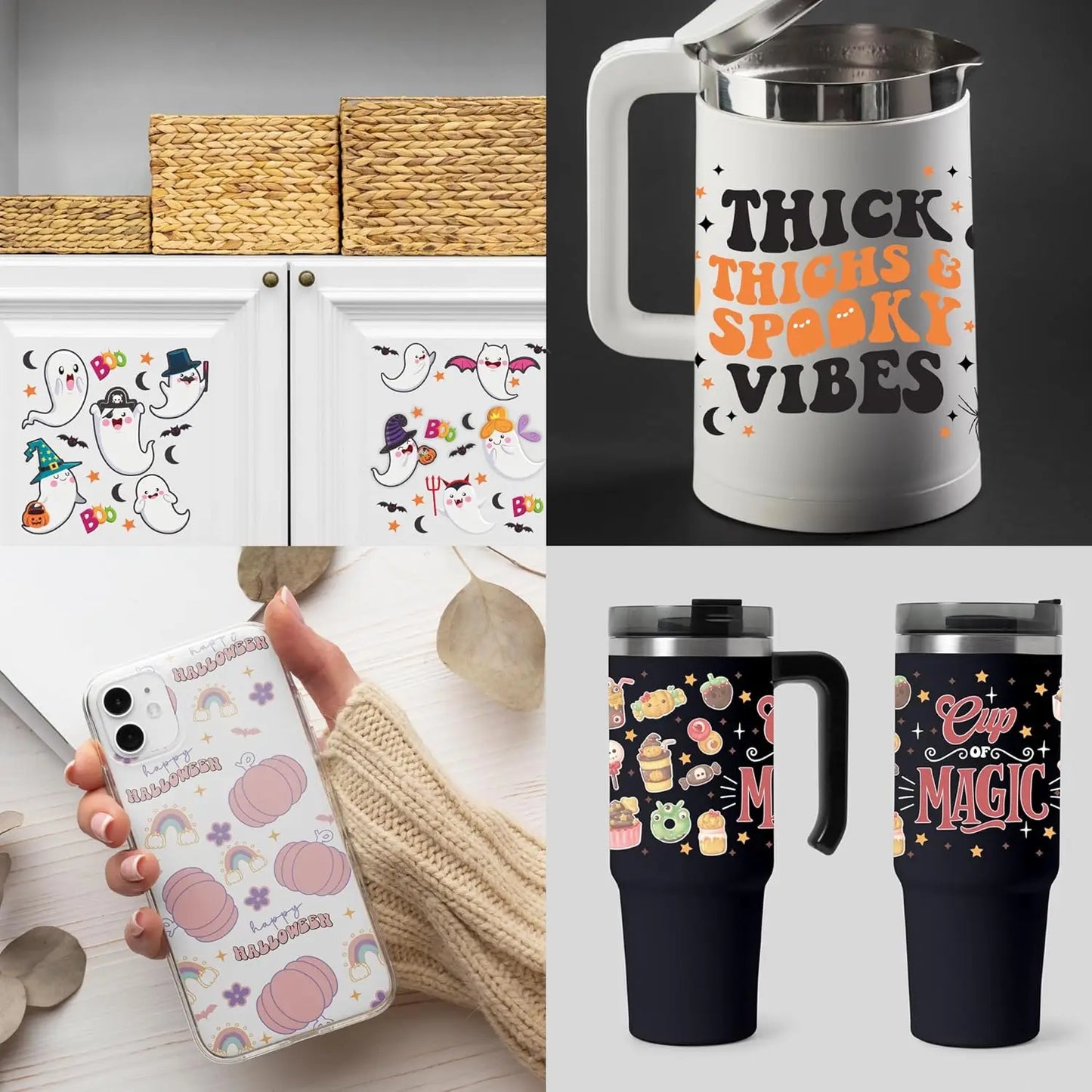 Miniso Halloween Stitch Mixed Cartoon Pattern Transfer Stickers Waterproof UV DTF Cup Wraps 3D Wrap Decal For 16oz Libbey Glass