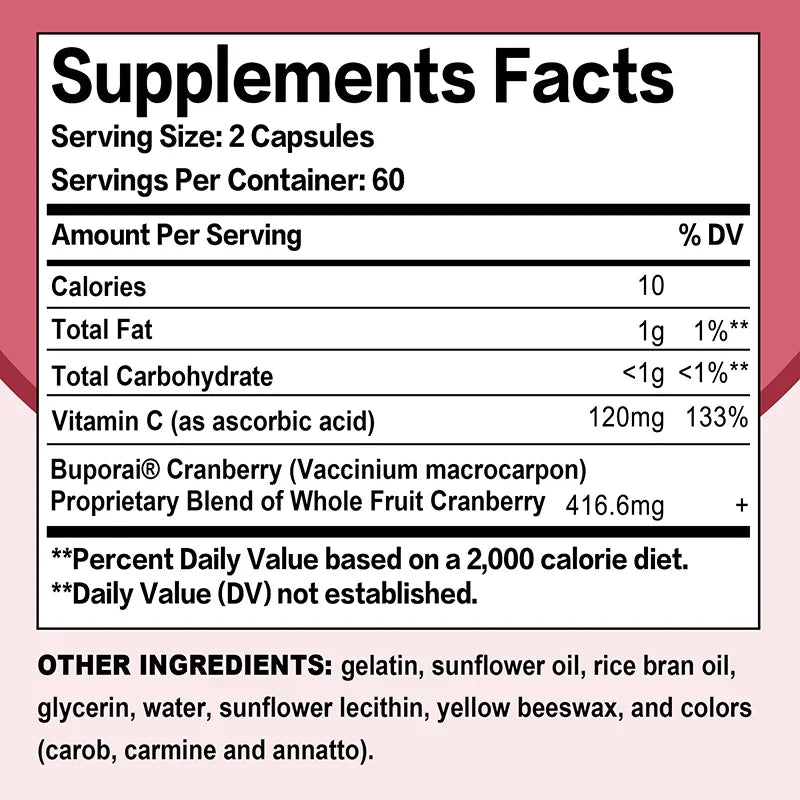 Cranberry Capsules - Supports Cardiovascular Health, Enhances Immunity, Supports Urinary Tract Health