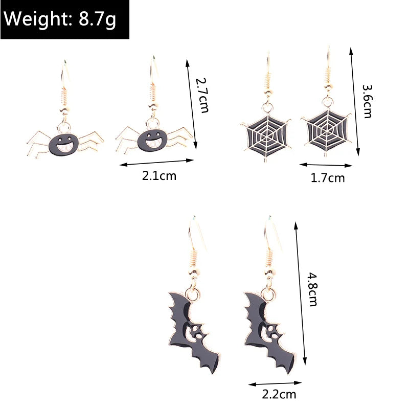Aihua Fashion Halloween Earrings Enamel Ghost Skeleton Pumpkin Bat Spider Earrings For Women Halloween Night Party Jewelry Gifts