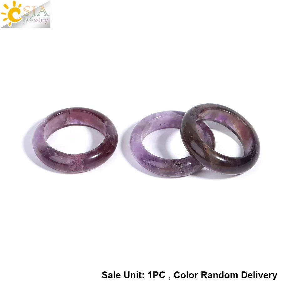 Healing Gem Stone Crystal Band Rings for Men Natural Pink Stone Quartz Red Agates Jaspers Dainty Finger Ring Women Jewelry H474