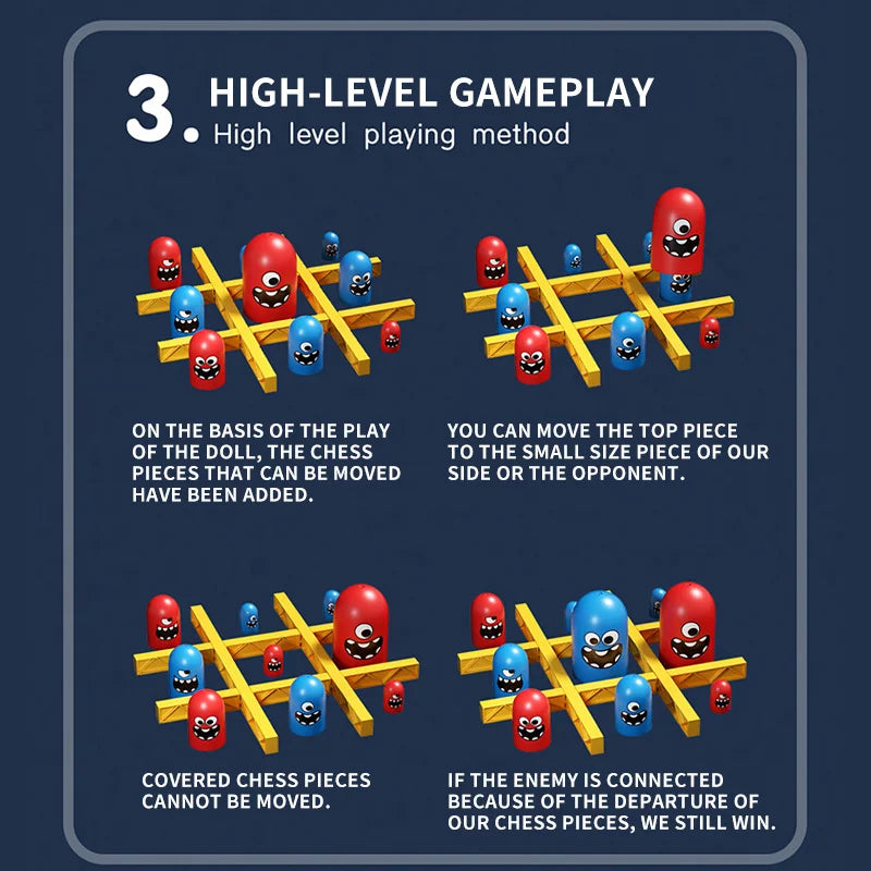 Tic Tac Toe Big Eat Small CartoonThinking Training Board Game Parent-Child Interactive Educational Toys For Kids Christmas Gifts