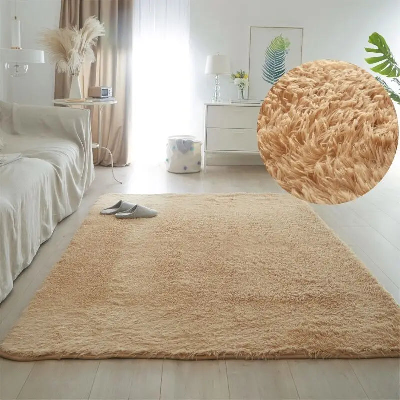Nordic Furry Rug Bedroom Carpet Living  Room Modern Decoration Hairy Carpets Large Size Black Gray Pink Beige Non Slip Mat