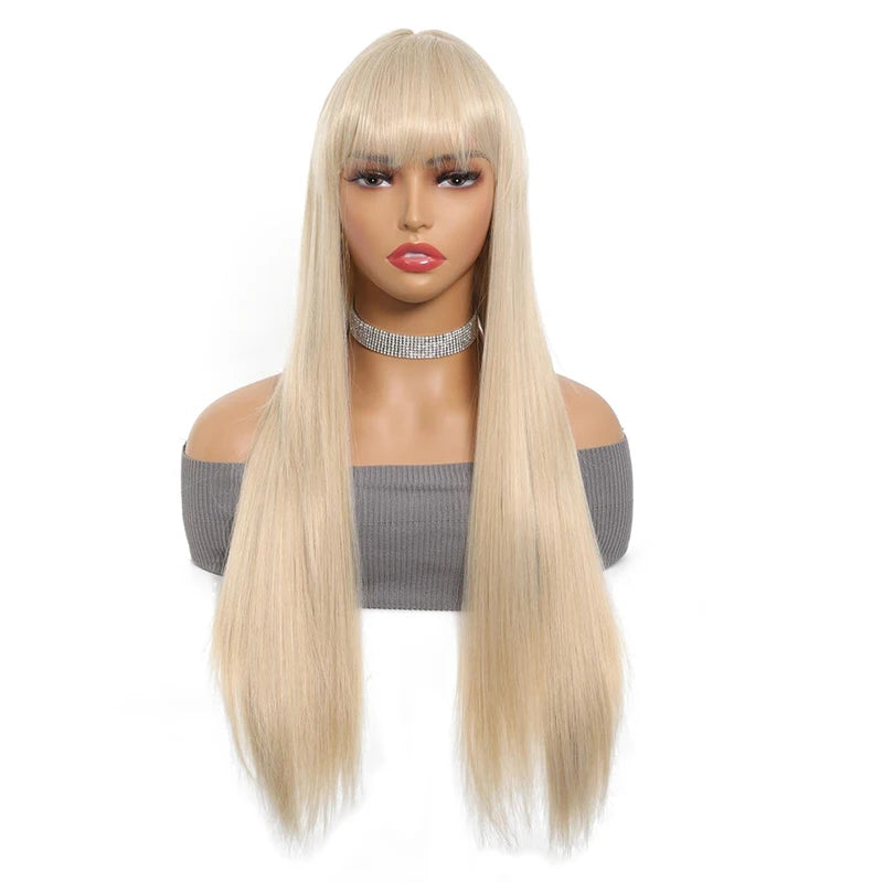 MSTN Synthetic With Bangs Long Straight Red Women's Use Heat Resistant Halloween Cosplay Use Wigs Daily Use