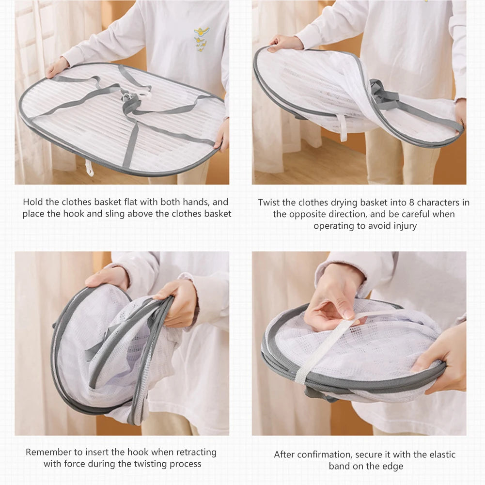 4 Layer Drying Net Herbs Removable Bra Drying Clothes Net Folding Anti-Fly Windproof Hook Drying for Fish/Vegetables/Fruit/Herbs