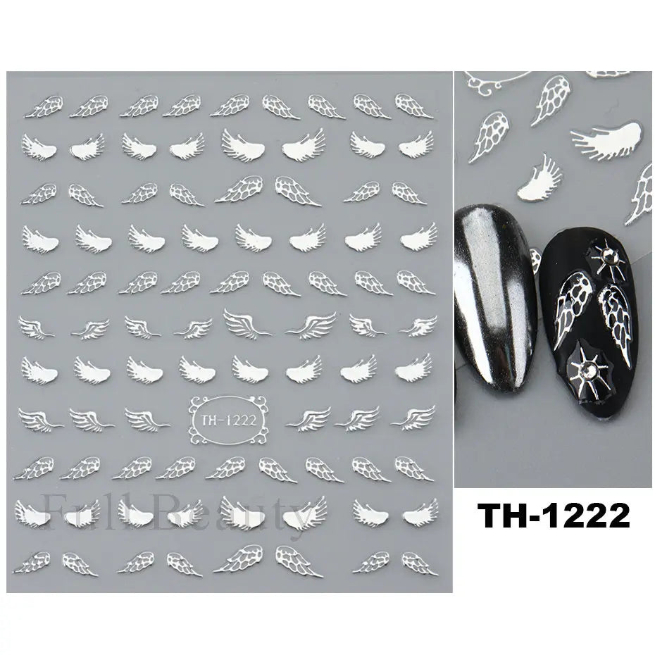 Nail Stickers Halloween Series Bat Skull Bone Ghost Pumpkin Pattern 3D Self Adhesive Decals For Nails Manicure Decoration LATH