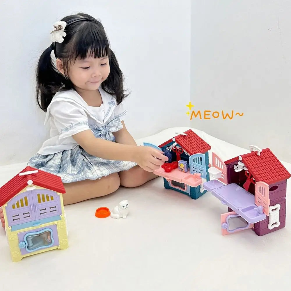 Children's Toys Puppy Cat Scene Playing Toys Merchant Supermarket Play House Toy Mini Interactive Pretend Toys Easter Day Gift