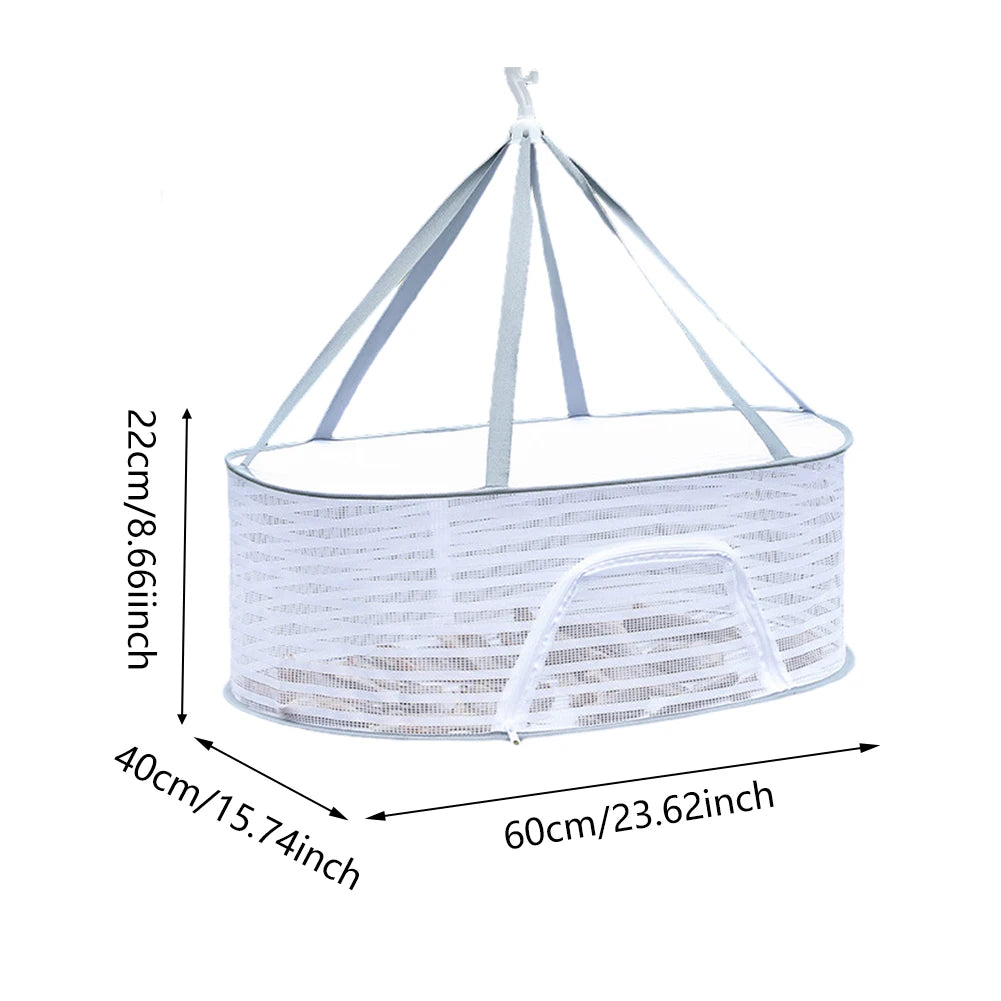 4 Layer Drying Net Herbs Removable Bra Drying Clothes Net Folding Anti-Fly Windproof Hook Drying for Fish/Vegetables/Fruit/Herbs