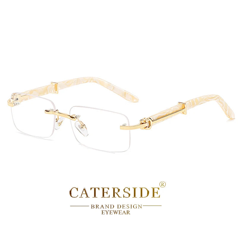 Caterside Small Square Rimless Sunglasses Men Luxury Brand Designer Classic Rectangle Sun Glasses Male UV400