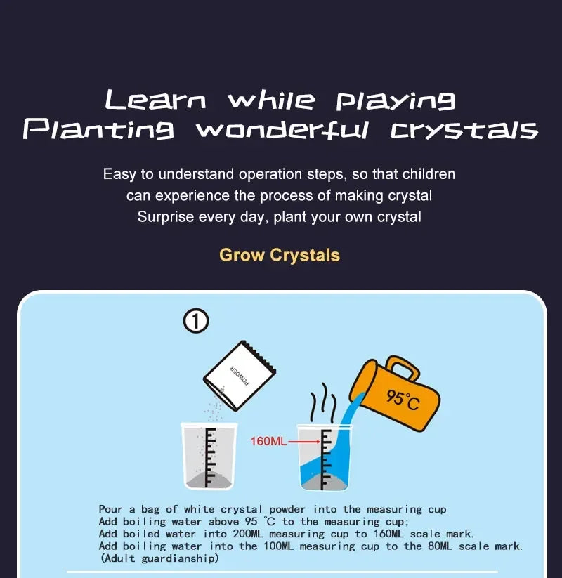 Crystal planting experiments, Science and education toys, DIY growable crystals, Color Random, Christmas/Halloween Gifts