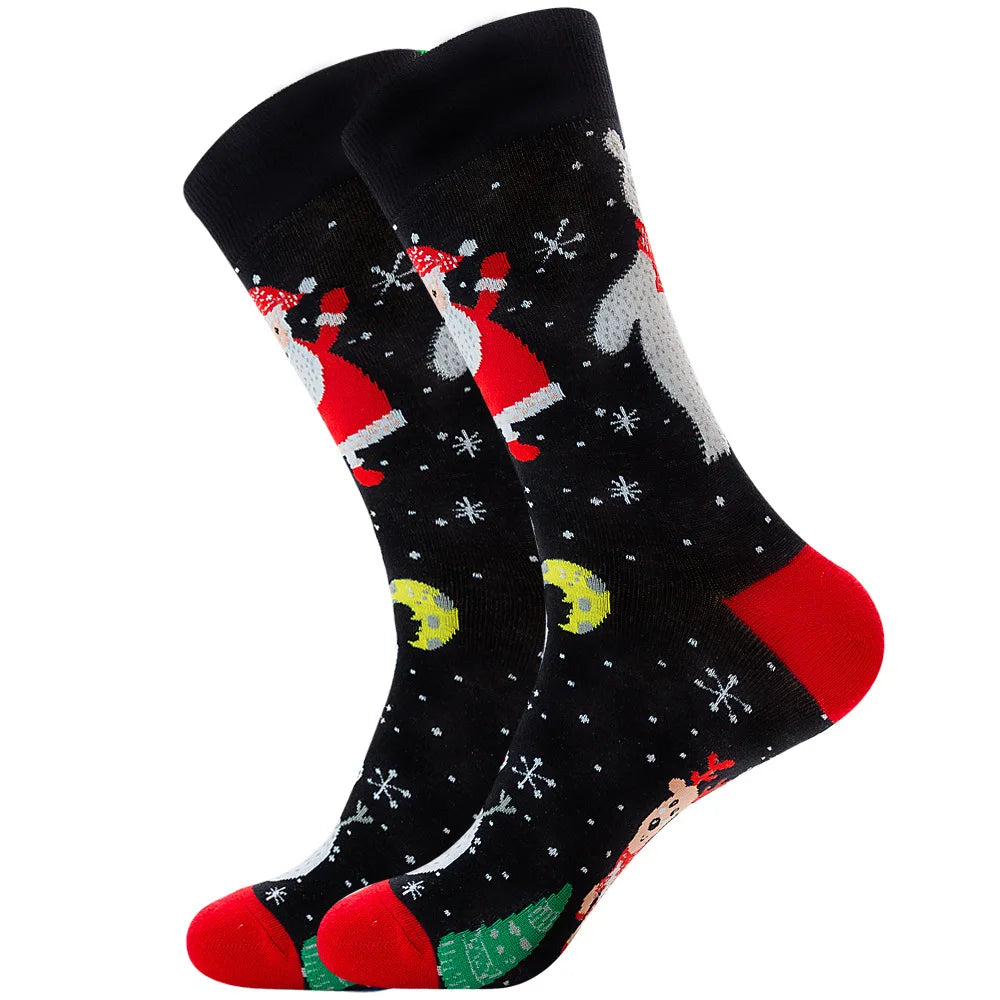 Men Women Socks Lover Christmas Halloween Celebrate Santa Elk Gift Party Biscuits Snow Happy Funny Tide Cotton Socks EU38-46