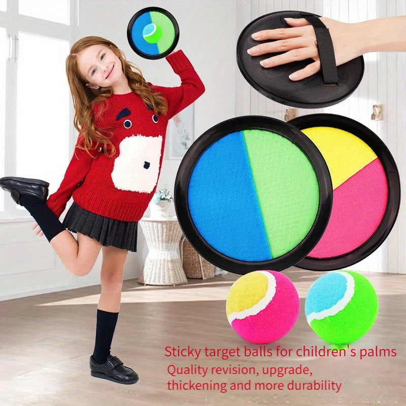 1Set Kids Sucker Sticky Ball Toy Outdoor Sports Catch Ball Game Set Throw And Catch Parent-Child Interactive Outdoor Toys