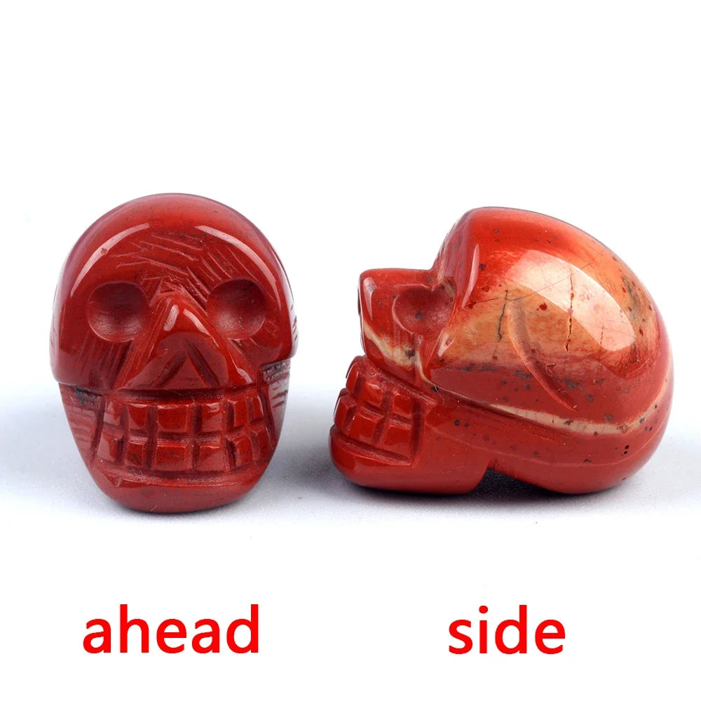 Natural Crystals Skulls Mineral Ghost Head Polished Carved Halloween Gift Desktop Home Decor Stone Crafts Skull Statues 14colors