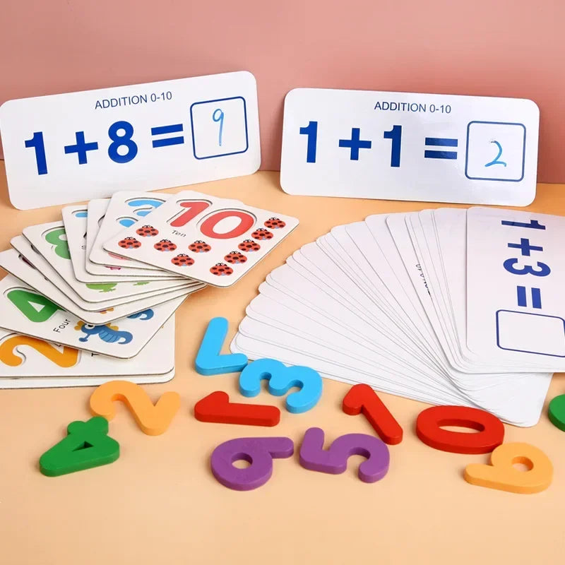 Kids Teaching Early Learning Aids Toddler Educational Toy Wooden Number Matching Addition and Subtraction Math Toys for Children