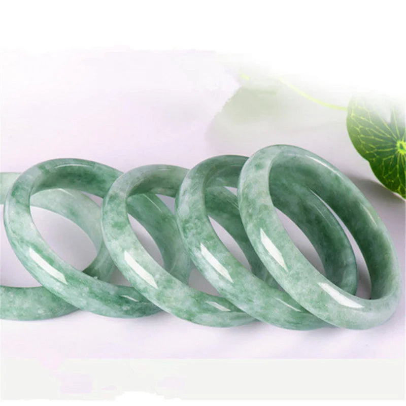 Genuine Natural White Green Jade Bangle Bracelet Chinese Hand-Carved Fashion Charm Jewelry Accessories Amulet Gifts Men Women