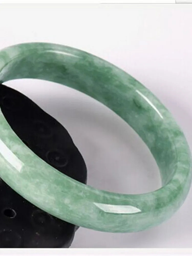 Genuine Natural White Green Jade Bangle Bracelet Chinese Hand-Carved Fashion Charm Jewelry Accessories Amulet Gifts Men Women