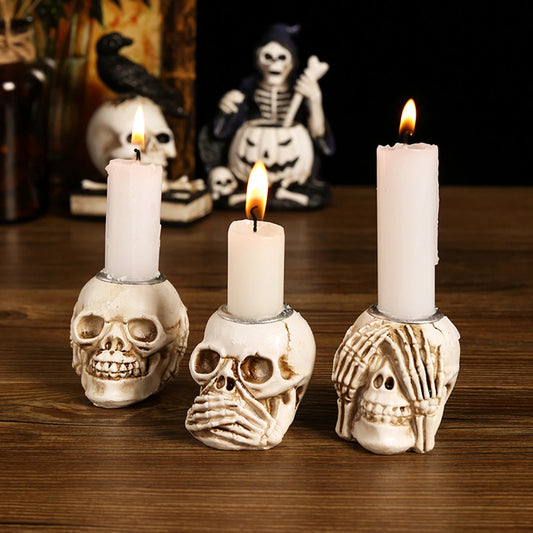 1pc Antique Skull Incense Burner,Halloween Skull Candlestick，Halloween Room Decor Goth, Home Decor, Room Deco