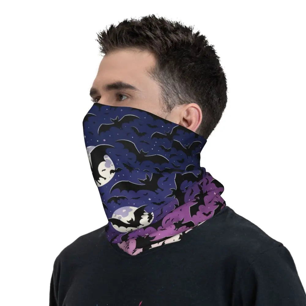 Custom Halloween Vampire Bats Winter Headband Neck Warmer Women Men Hiking Running Tube Scarf Face Bandana Gaiter