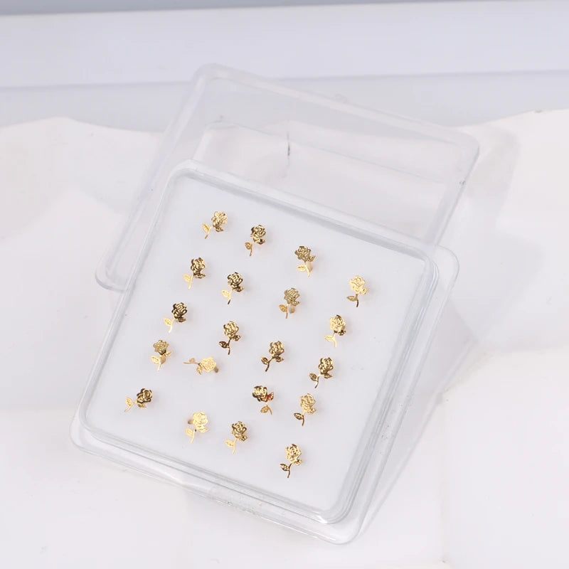 Karnoz 20Pcs/Pack Nose Stud Dragonfly Design Women Girls Nose Piercing Jewelry Piercing Nostril Piercing Jewelry Body Piercing