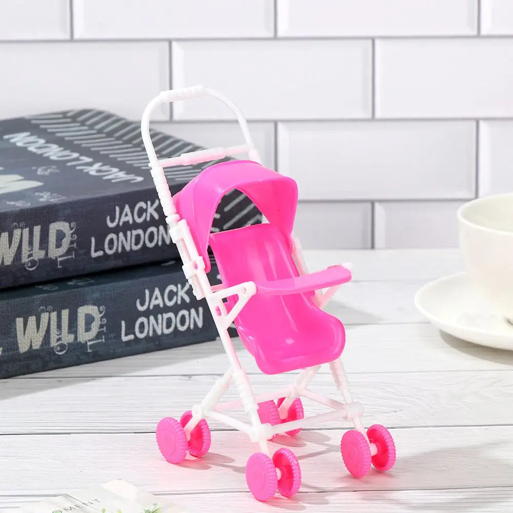 Toys Nursery Plastic Car Scene Model Playing House Infant Carts Dollhouse Furniture Miniature Baby Stroller Dolls Accessories