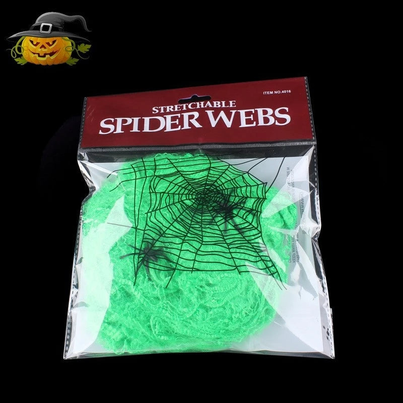Spider Web Super Stretch Cobwebs with Fake Spiders Halloween Decorations Artificial Scary Party Scene Decor Horror House Props