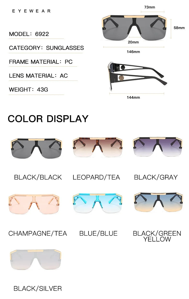 1/2PCS Men And Women Oversized Square Fashion Sunglasses Sports Driving Glasses Gradient Colored Sunglasses Uv400 2023