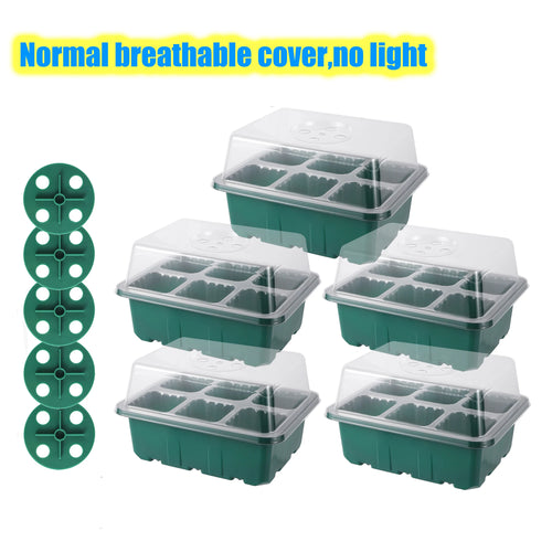 Seed Starter Tray Box With LED Grow Light Nursery Pot Seedling