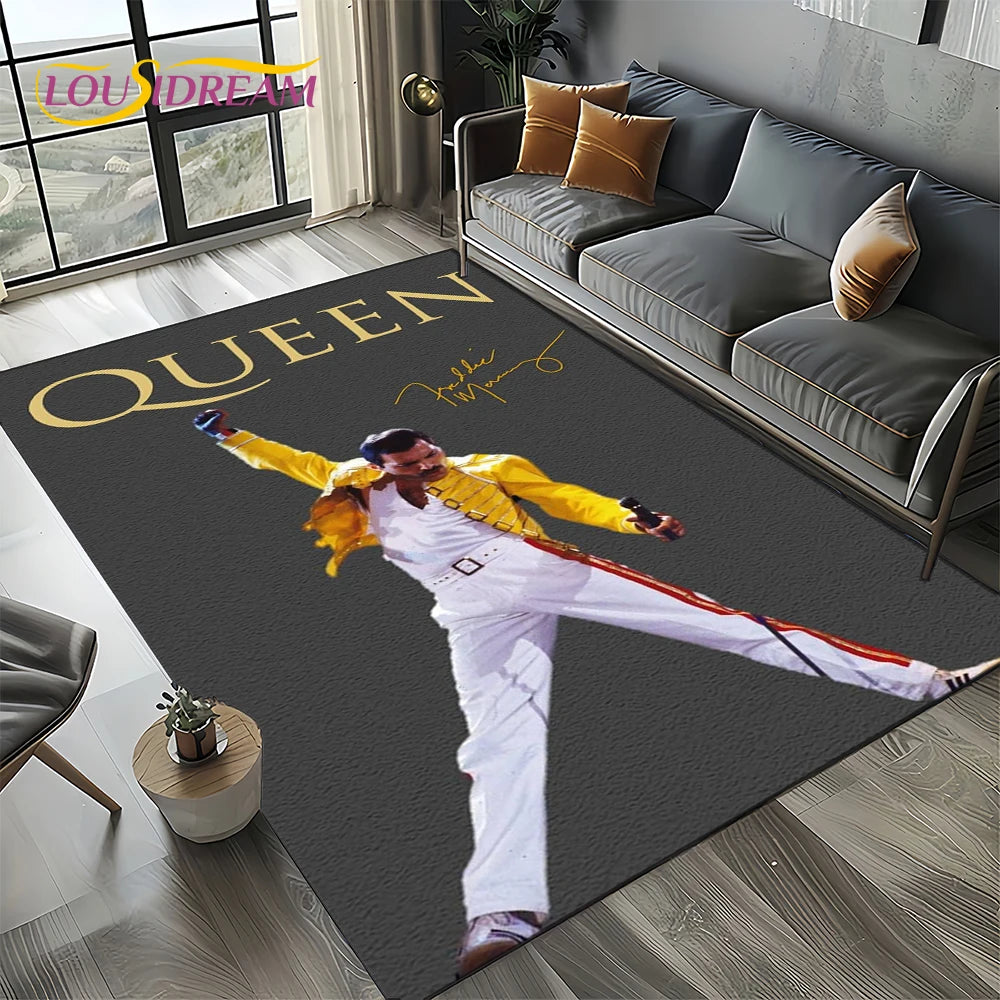 2025 Classics Queen-Rock-Band Freddie Carpet Rug for Living Room Bedroom Home Sofa Decoration,Kid Area Rug Non-slip Floor Mat