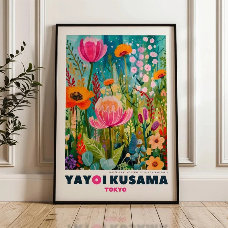 YAYOI KUSAMA Print Unframed Canvas Wall Art Japanese Wall Art - Japanese Modern Art Kusama Exhibition - Colorful Wall Art