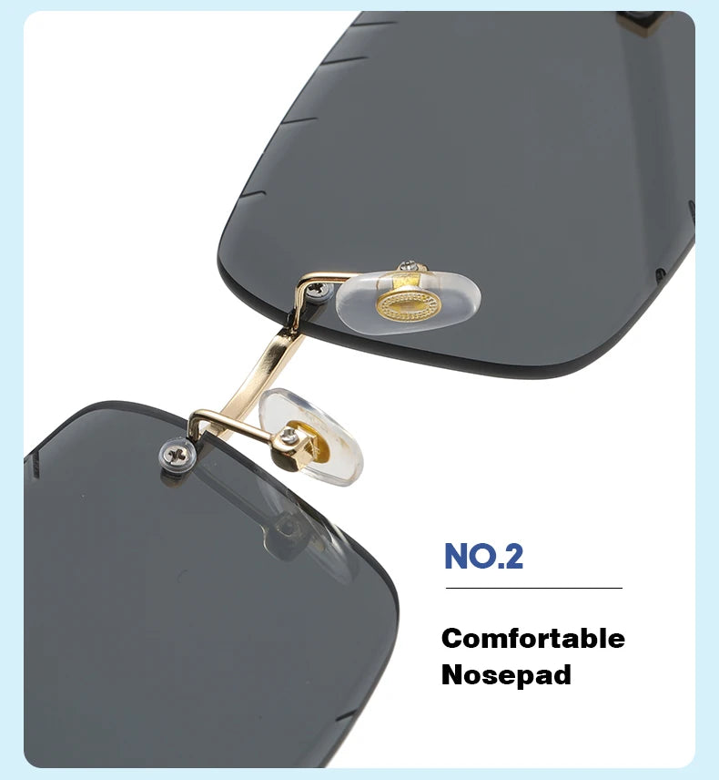 Square rimless glasses Trend metal high-grade men's and women's sunglasses street shot sunglasses