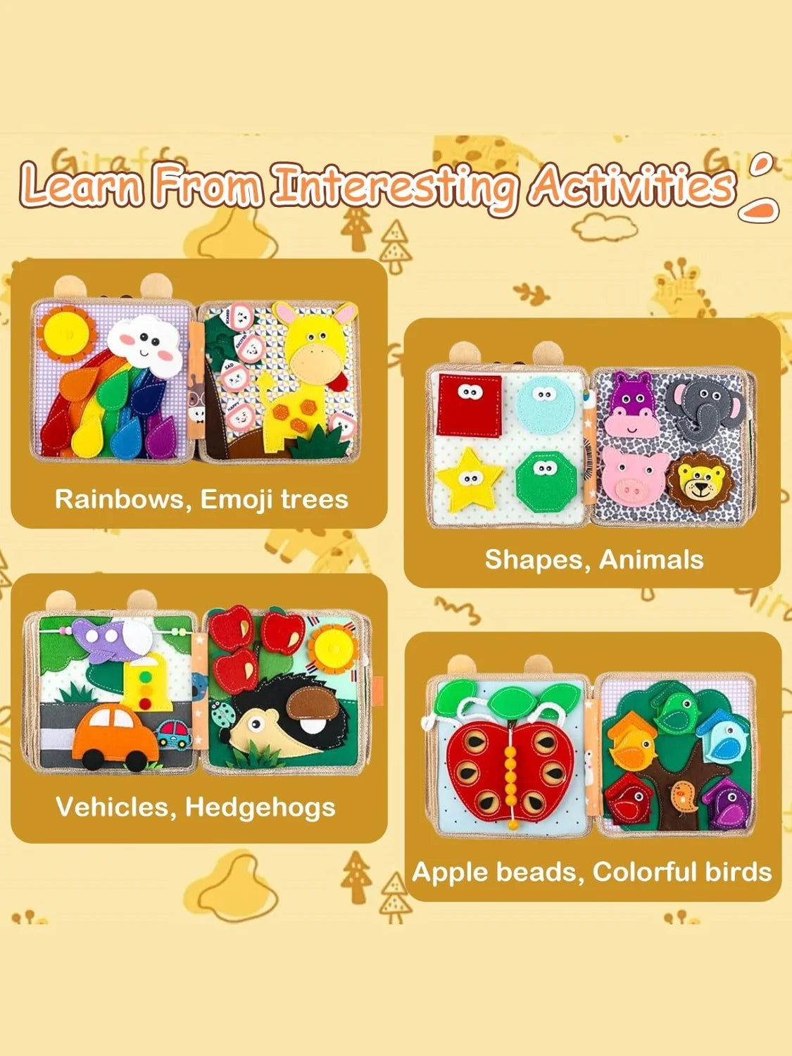 Early Education Enlightenment Busy Board Toys, Story Cloth Book, Colorful Fine Motor Skills Learning Toys, Travel Toys