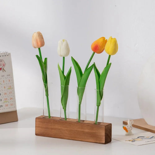 3/5 Tubes Wall Hanging Hydroponic Plant Propagation Glass Vase with