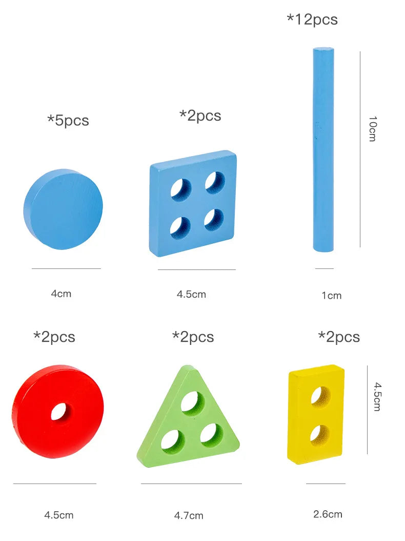 Montessori Educational Toys 4 In 1 Box Infant Toddler Matching Inserting Game Hand-Eye Coordination Fine Motor Skill Practice