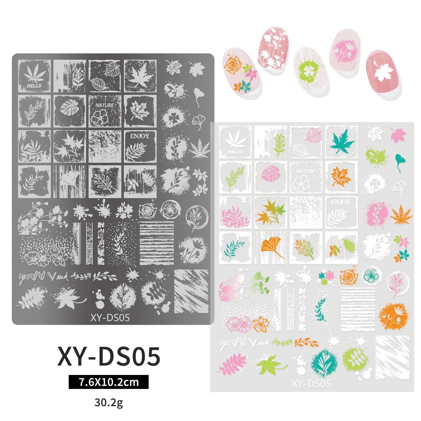 Halloween Nail Stamping Plates Nail Art Templates Printing Rose Leaves Moon Butterfly French Nails Image Stainless Stencil Tool