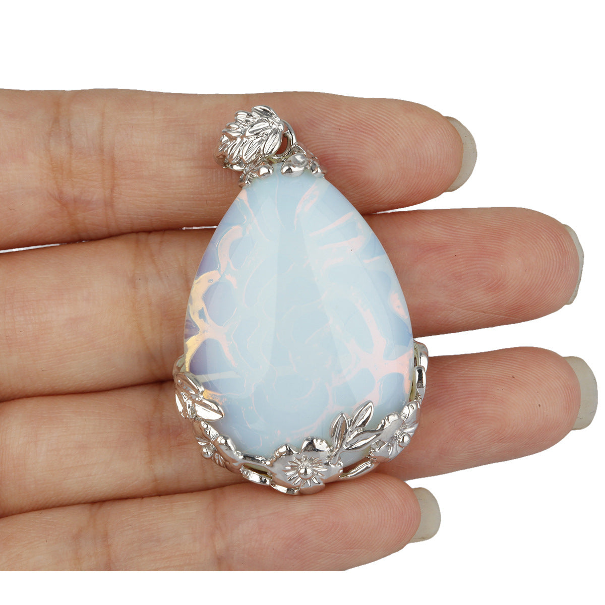 Chakra Reiki Healing Energy Crystals Waterdrop Pendants Natural Amethyst Carnelian sand Stone Opalite Healing Crystals Necklace