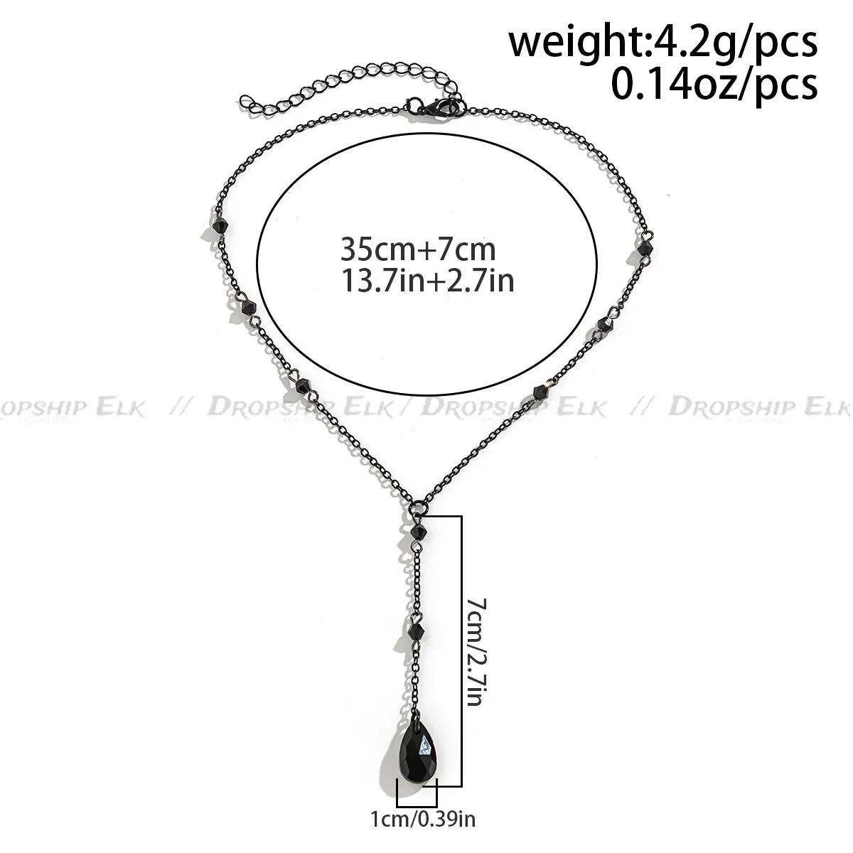 Black Water Drop Crystal Chest Chain Necklace for Women Collares Vintage Sexy Link Choker Y2K Halloween Jewelry Accessories