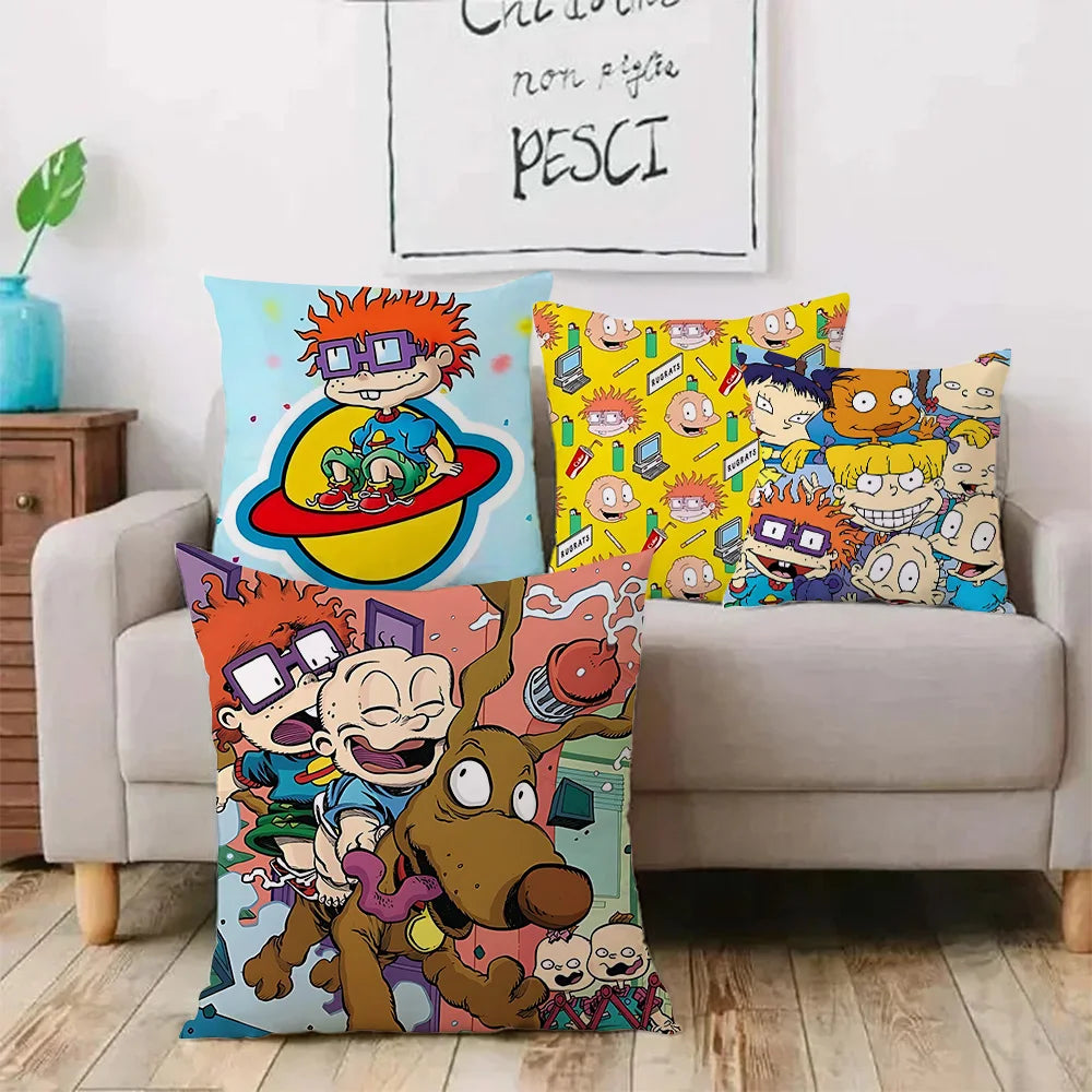 Cartoon Funny R-Rugrats Pillow Covers Cartoon Sofa Decorative Home Double-sided Printing Short Plush Cute Cushion Cover