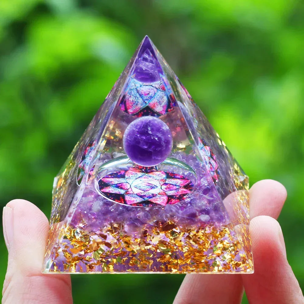 Crystals Stone Orgone Pyramid Energy Generator Natural Amethyst Peridot Reiki Chakra Meditation Tool Room Decor Christmas Gifts