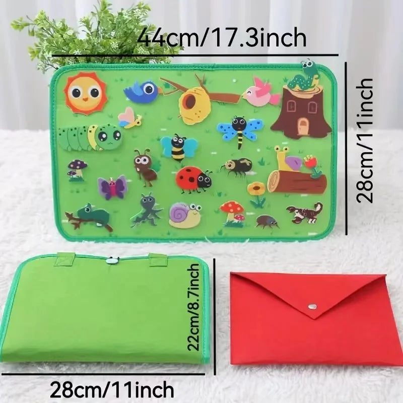 Montessori Educations Toys Handheld Travel Felt Story Board Set Kids Learning Storytelling Activities Interactive Play Kit Gifts