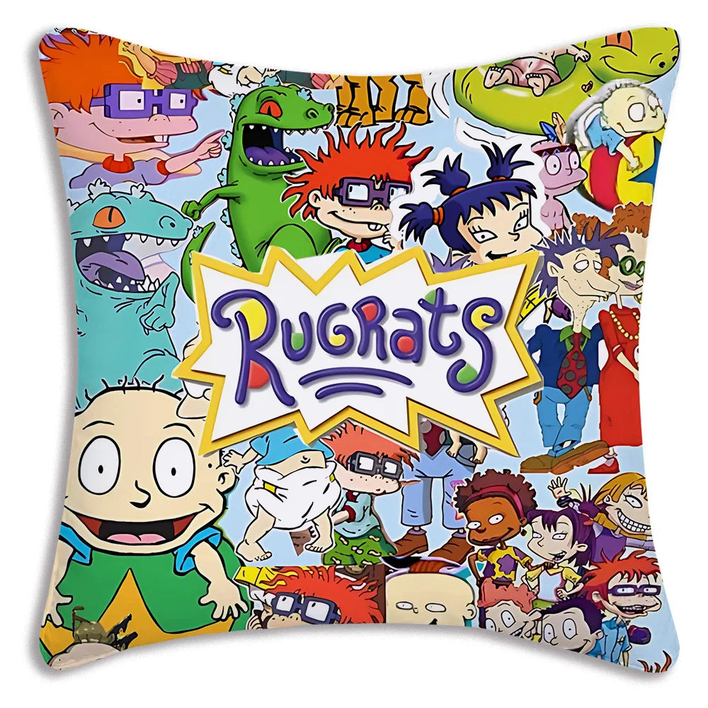 Cartoon Funny R-Rugrats Pillow Covers Cartoon Sofa Decorative Home Double-sided Printing Short Plush Cute Cushion Cover
