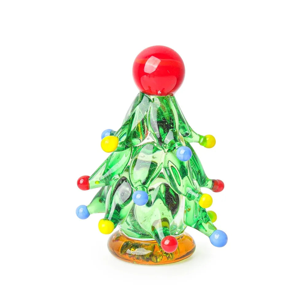Glass Crystals Christmas Tree Figurine Statue Table Ornaments Christmas Tree Miniature Mini Handmade Crystals Ornaments