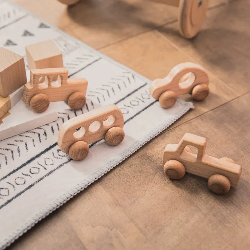 Wooden Cars Toys Maple Diy Crafts for Students Home Activities Montessori Grasping Teething Toy Newborn Birthday Gift Wood Block