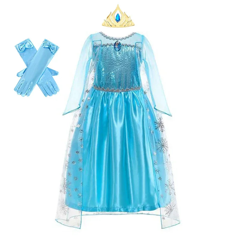 Elsa Dress for Girls Birthday Role Snow Queen Elsa Princess Dresses Kids Halloween Carnival Easter Party Dress Up Girls Costume
