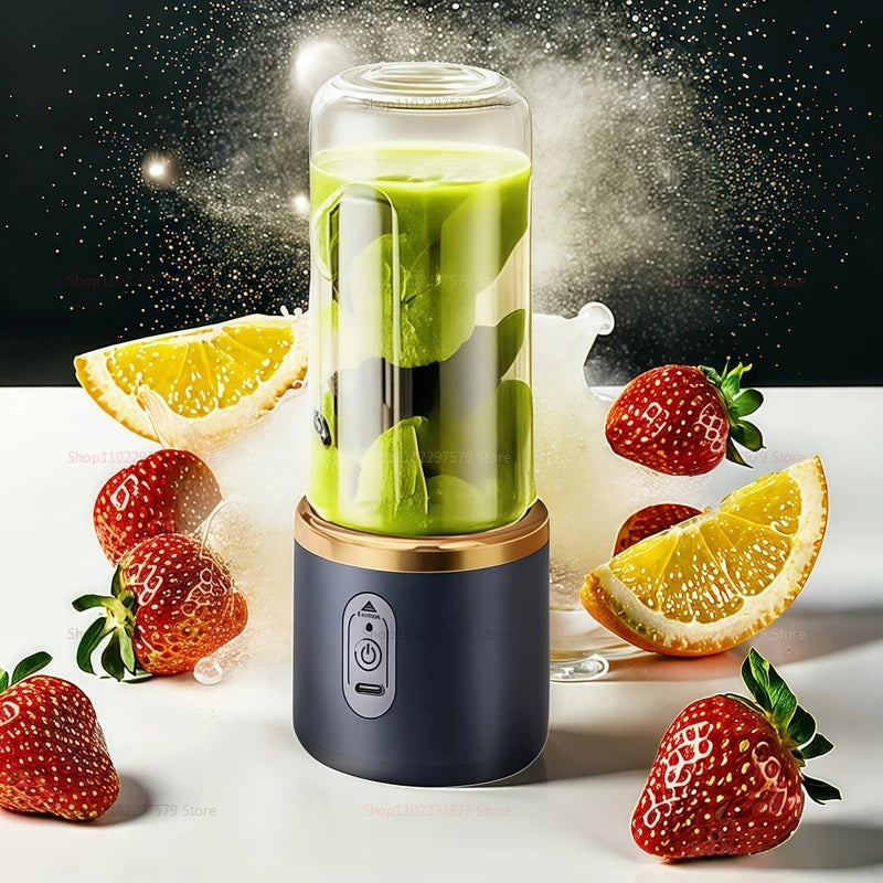 Multifunction Double Cup Juicer 400ml USB Rechargeable Portable Electric Juicer 6 Blade Fruit Blender for  Home Kitchen Tool